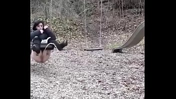 Teen pees on her swing