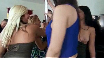 Horny sexy girls pole dancing turns into hot sex orgy